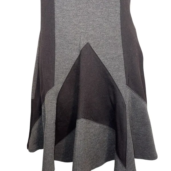 HALE BOB‎ Sleeveless V Neck Fit and Flare Dress Panel Blocked Black & Gray EUC S - Image 4
