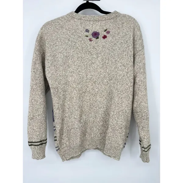 Vtg Northern Treasures Wool‎ Blend Granny Sweater Cardigan M Cottagecore Floral - Image 5