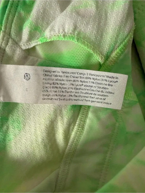 Lululemon Energy Bra High Neck Long Line Shibori B-D Highlight Yellow Green 6 - Image 7