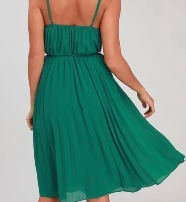 Lulus In Celebration Green Pleated Midi Dress - Image 2