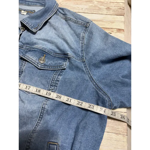 Maurices Denim Jean Jacket Plus Size 2X Medium Wash Stretch - Image 7