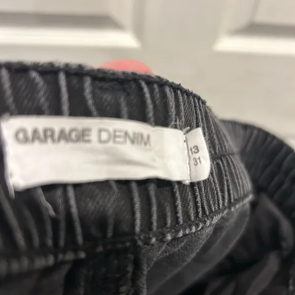 Garage Denim Black Wide Leg Elastic Waist Jeans Size 13/31 Organic Cotton Mix - Image 9