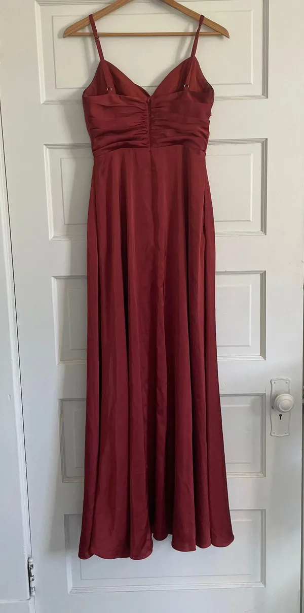 Azazie Jenna Rust Satin Formal Dress - Image 7