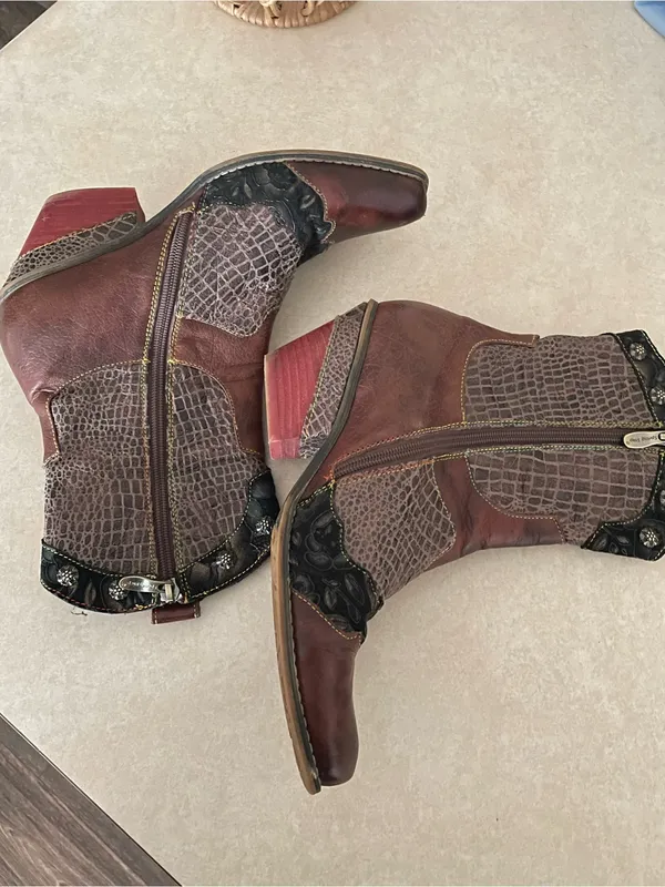 L’Artiste Animate Mid Calf Western Leather Studded Patchwork Boots EU 39 US 8.5 - Image 3