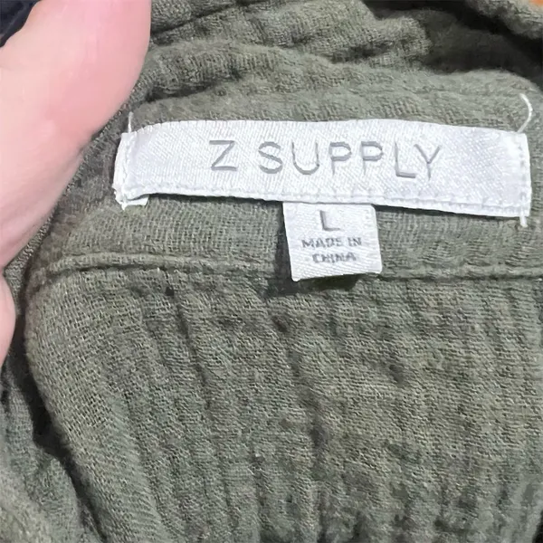Z Supply Women's Olive Green Button-Up Shirt Size L Long Sleeve Casual - Image 6
