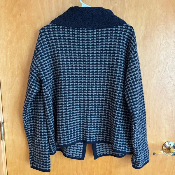 A. IDA Made In Italy Wool Blend Cardigan Faux Fur Collar Womens Sz L‎ - Image 3