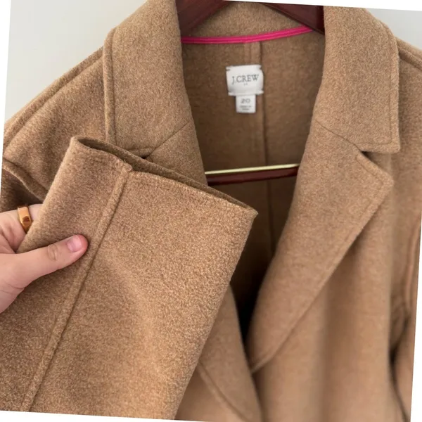 J Crew Factory Women's Boiled Wool-Blend Camel Longline Topcoat Size‎ 20 - Image 4
