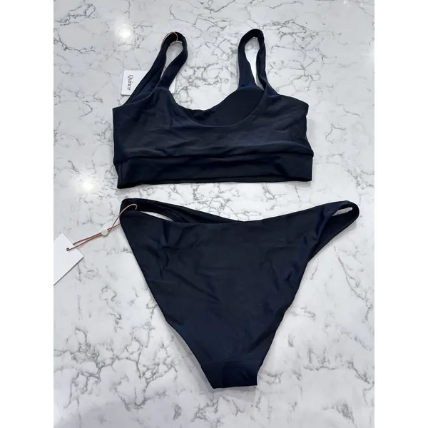 NWT Quince Black Italian Tank Bikini Top 8 Low Rise Bottom Set Size XS - Image 2