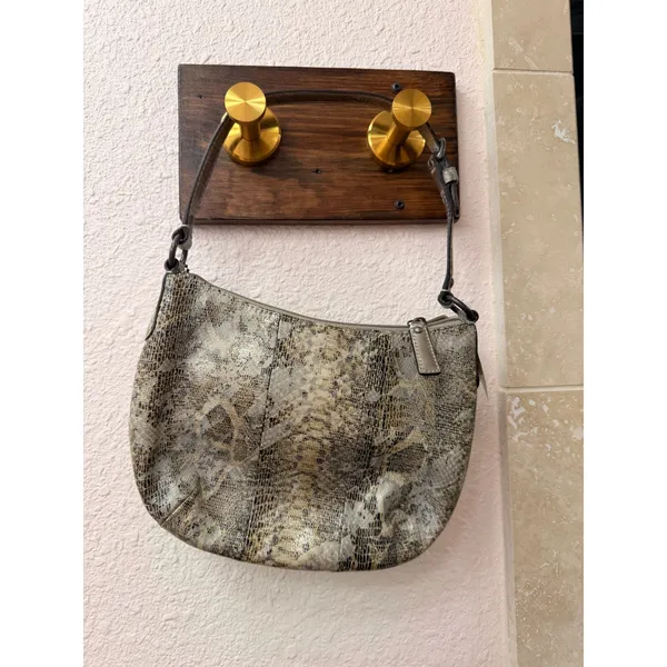 Coach Womens Shoulder Bag Small Gold Leather Python Kristin Embossed Pouch 44257 - Image 6