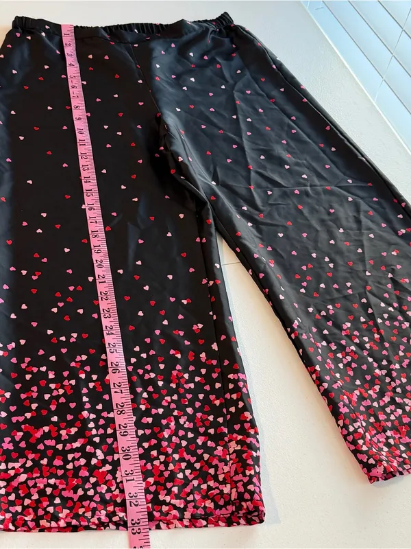 kate spade Black Pajama pants with Pink Heart Print - Image 6