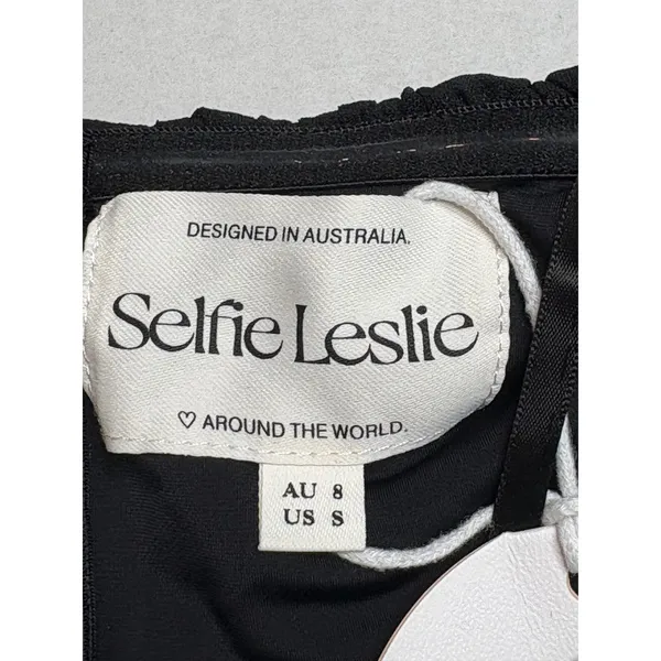 Selfie Leslie Little Black Dress Ruched Midi Bodycon Off Shoulder Size Small NWT - Image 7
