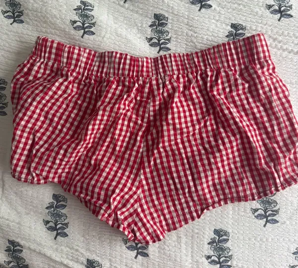Edikted Red and White gingham shorts - Image 2