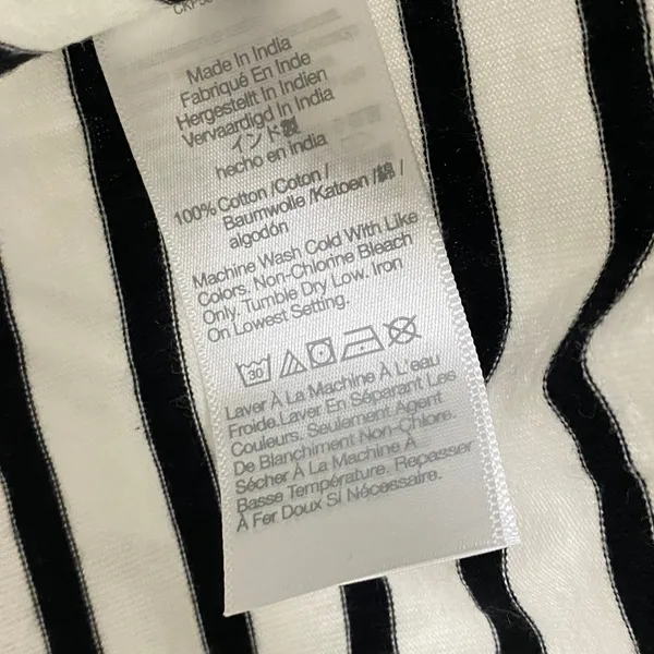 Madewell Top Womens M Black White Striped Drawstring Hem Long Sleeve‎ Tee NZ385 - Image 6