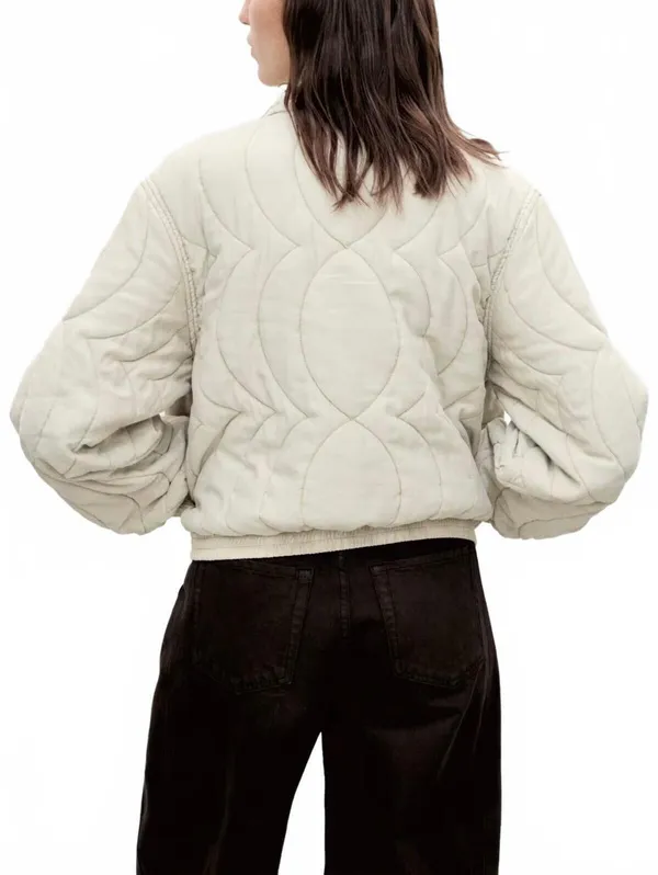 Mango Floral-Embroidered Padded Jacket NWT Grey XL - Image 2