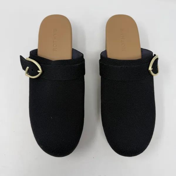Rothy's The Platform Clog Black Knit Gold Buckle Women Size 11.5 - Image 2