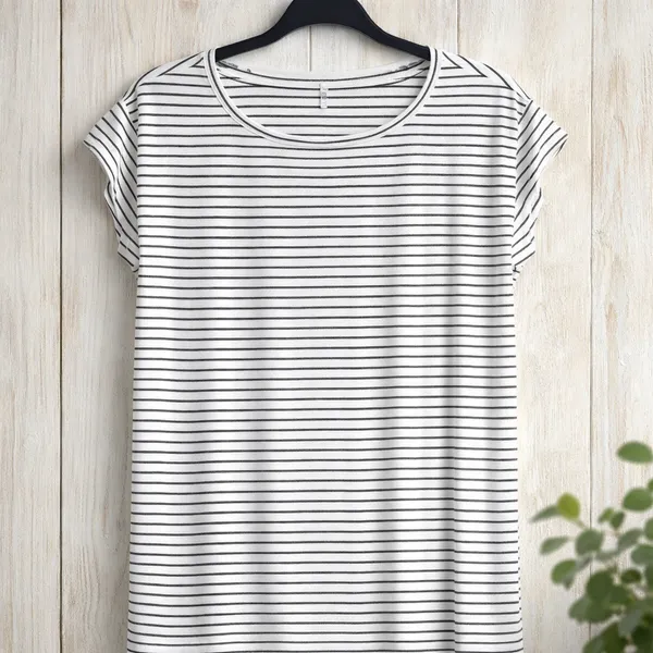 Lands End Canvas Cotton Striped Nautical Black and White Top sz small - Image 3