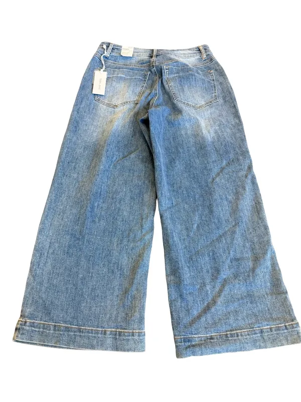 Tribal Jeans Audrey Light Wash Wide Leg Cropped Jeans Button Size 8 Women's NWT - Image 10