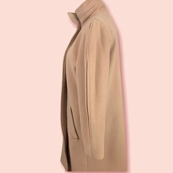 Vintage single button wool swing coat tan L Tan Size L - Image 2