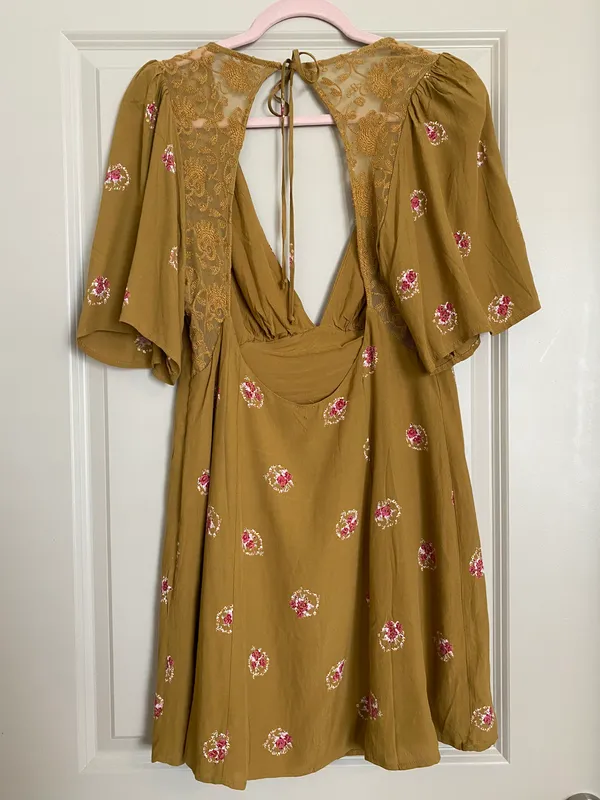 Free People Olive Green Open Back Dress - Image 3
