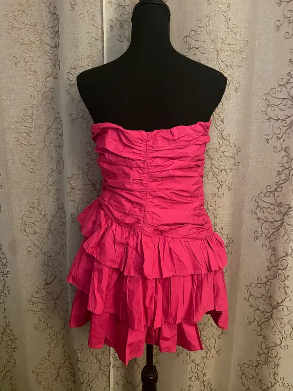 NEW WITH TAGS Hello Molly Strapless Pink Ruffle Mini Dress Size L - Image 5
