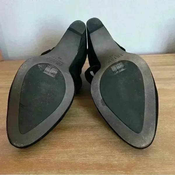 EILEEN FISHER Mary Knotted Black Suede Cutout Kitten Heel Pumps‎ - US 7.5 - Image 8