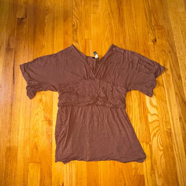 Banana Republic Peplum Tube Top XL Brown Modal Stretch Strapless Shirt y2k - Image 2