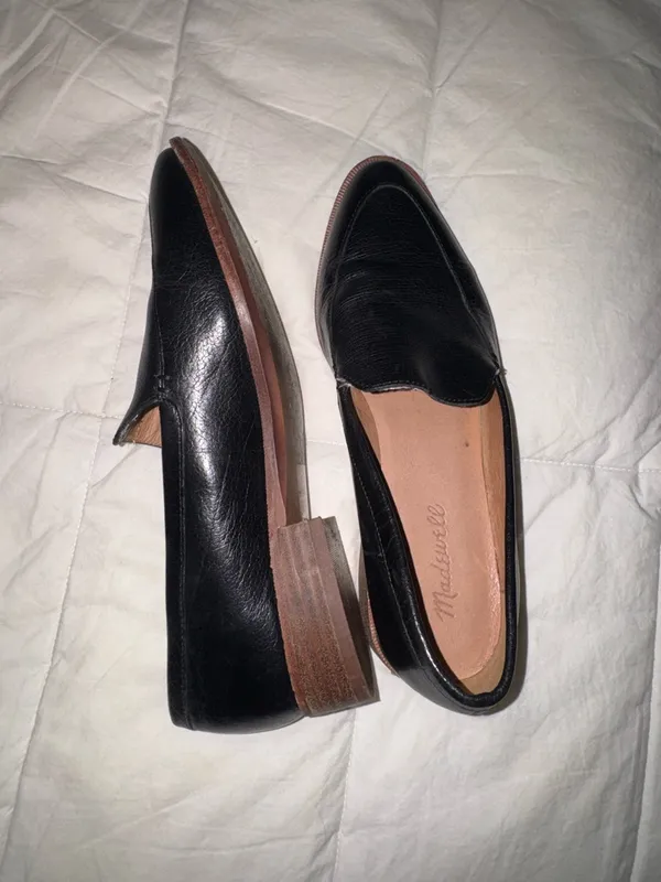 Madewell Black Leather Slip-On Loafers with Brown Sole - Image 6