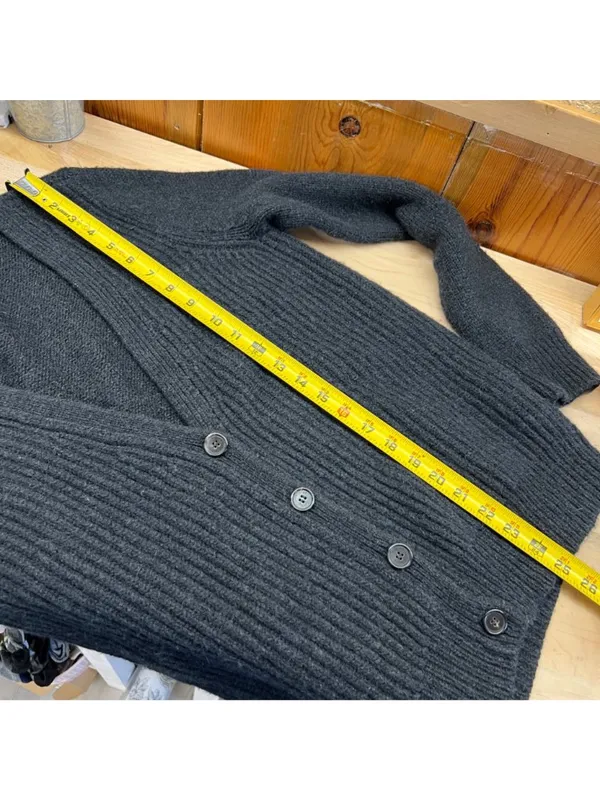 Wilfred Ribbed Black Wool-Blend Button-Up Cardigan Sweater Size Medium Classic - Image 11