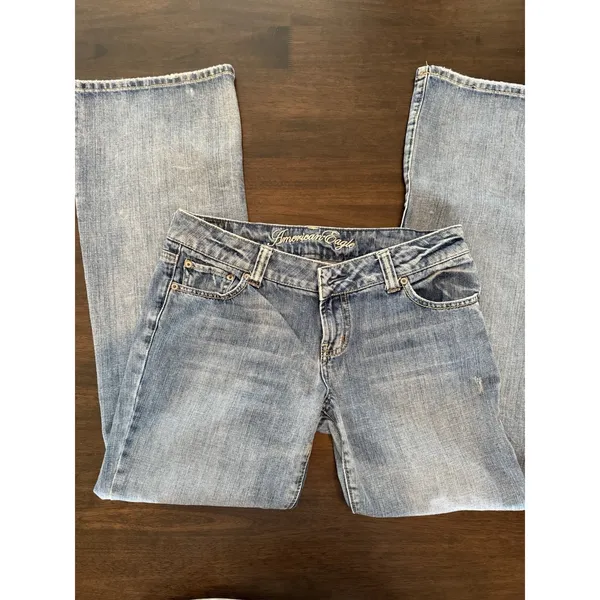 American Eagle Outfitters Boyfriend Jeans Blue Denim Stretch Distressed Women's - Image 3