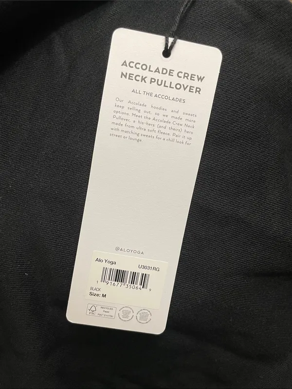 Alo Yoga NWT Accolade Crew Neck Pullover Black Size M Oversized - Image 8