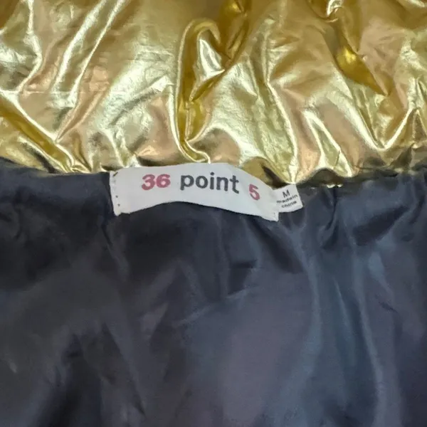 36 Point 5 Gold Metallic Cropped Puffer Jacket Womens M Shiny Winter - Image 6