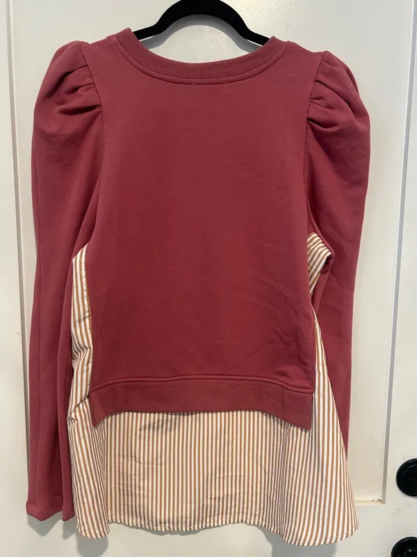 Anthropologie Maeve Layered Tunic Sweatshirt in Pink Combo Medium - Image 5