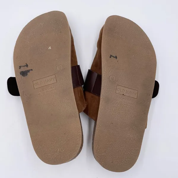 Old Navy Women's Faux Suede Clog Shoes Size 8 Chestnut Brown Chunky Buckle Y2K - Image 8