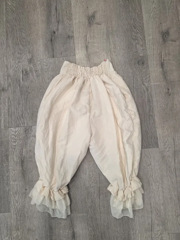 Victorian-Inspired Bloomers With Lace Trim & Satin Size Small Cream Pink Ruffle - Image 2