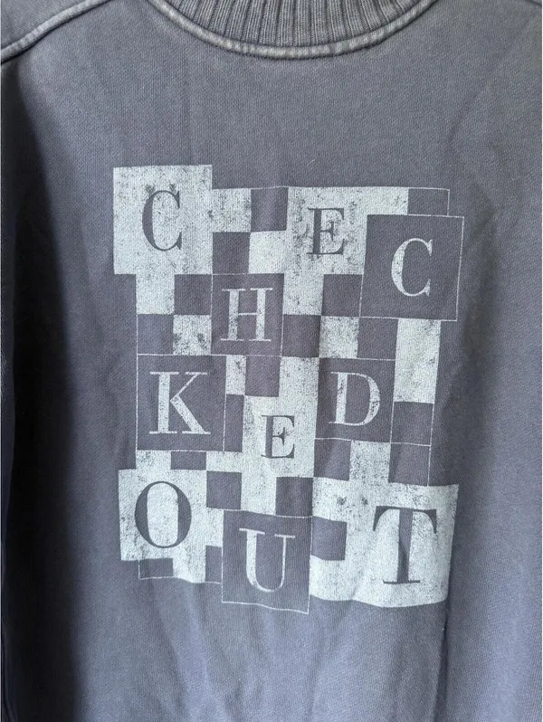 Aerie Graphic Crewneck Sweatshirt Blue Gray Women's Relaxed Fit - Image 4