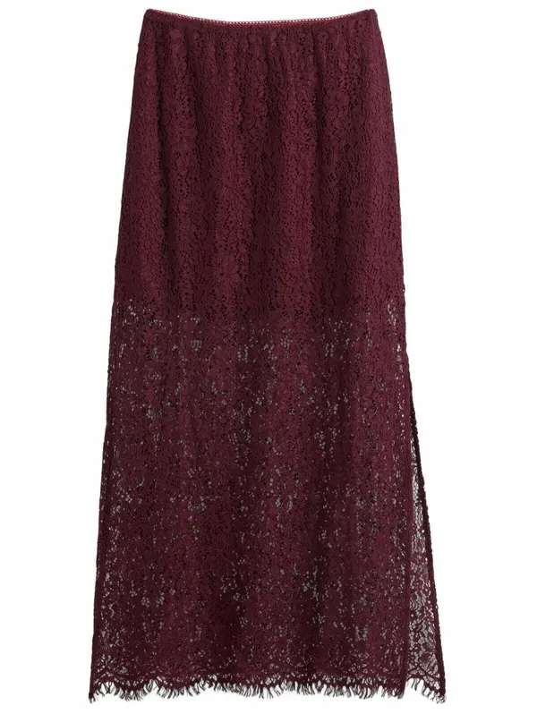 Gap Lace Maxi Skirt NWT Tuscan Red Large - Image 4