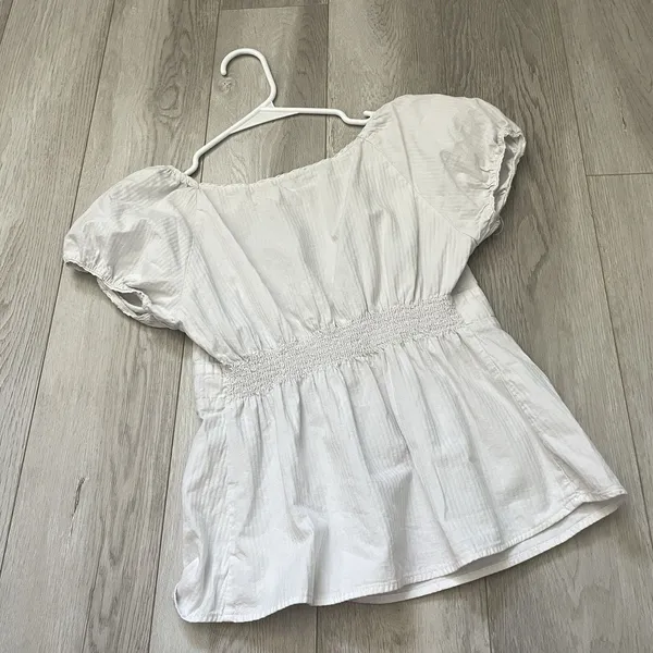 Brandy Melville Top milkmaid striped crop blair womens White (one size) coquette - Image 5