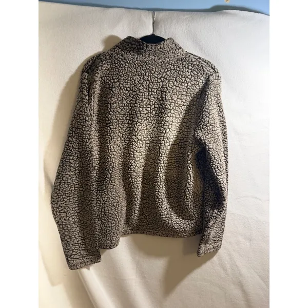 Linda Anderson Brown Sherpa Fleece Quarter Zip Pullover Sweater Womens Medium - Image 2
