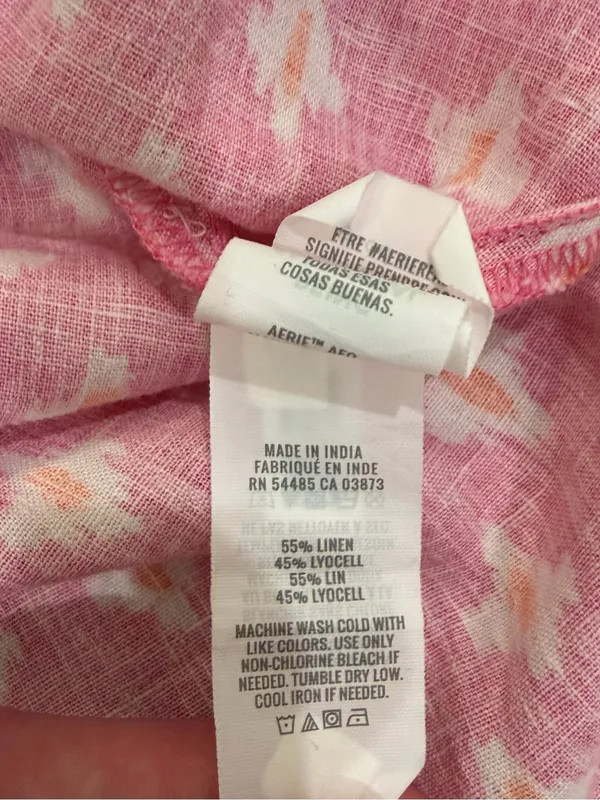 Aerie Pink Linen Blend Wrap Mini Skirt Ruffle Hem Cottagecore Medium - Image 12