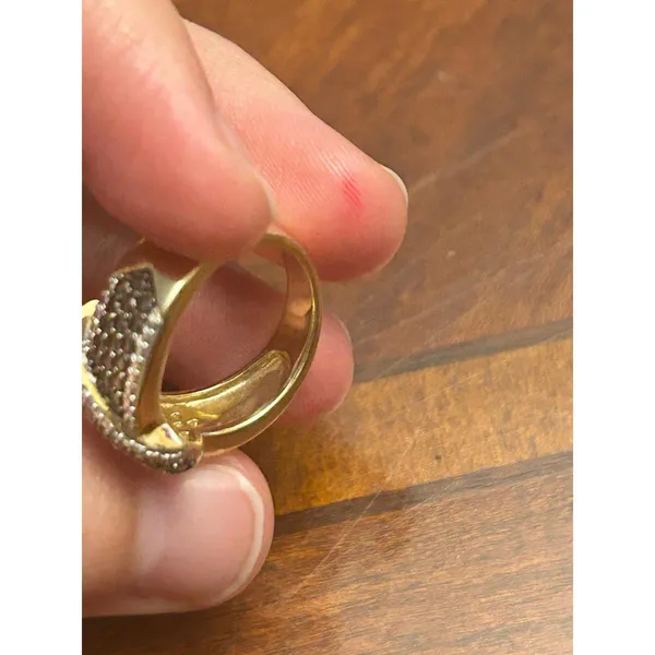 925 sterling silver gold tone 6.53g size 7 g86 ring band black white - Image 2