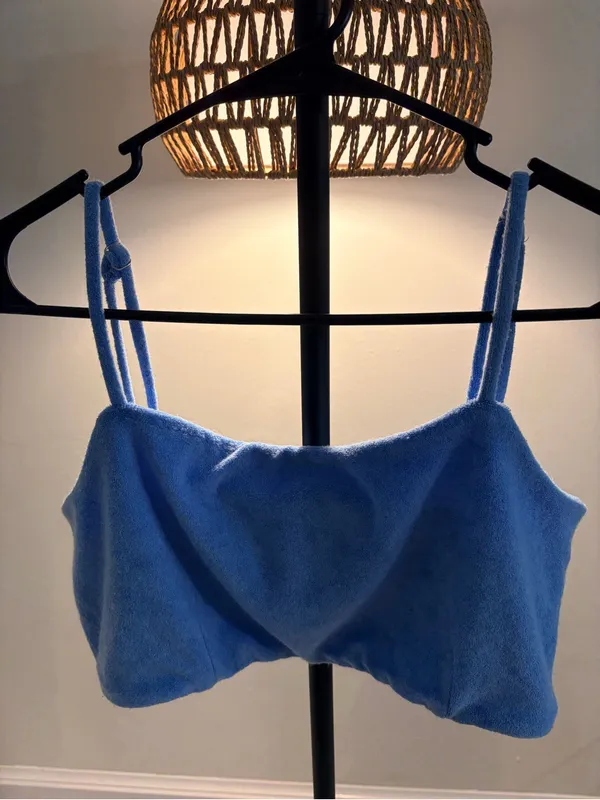 7 Blue Women's Terry Crop Tank Top - Image 2
