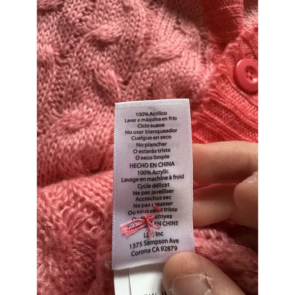 LulaRoe Women Size Small Button‎ Down Cardigan Sweater V Neck Pink Knit Acrylic - Image 12