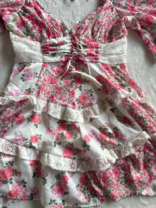 For Love & Lemons Rosalyn Mini Dress Pink - Image 5