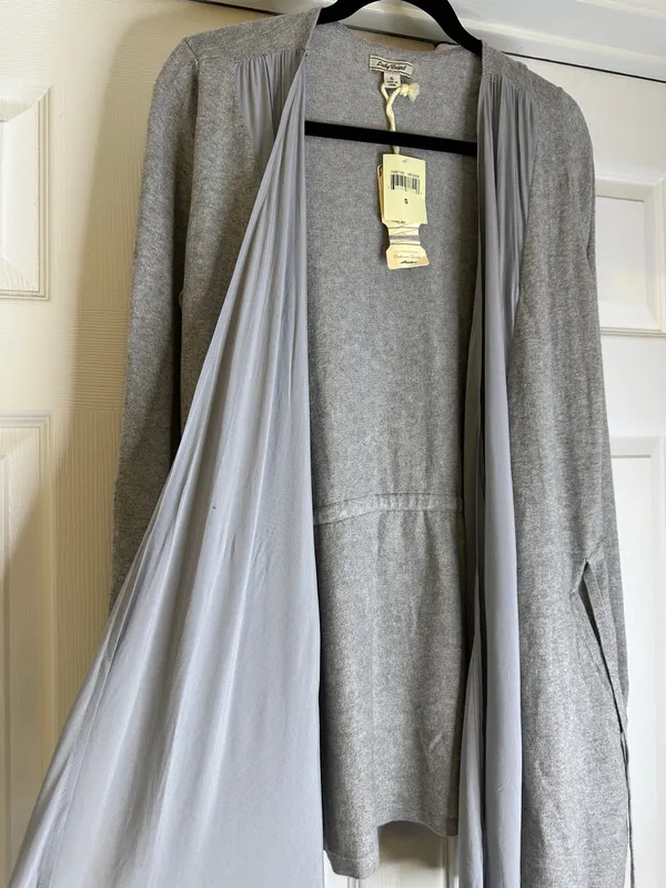 NWT Lucky Brand Boho Cardigan Grey Blue Tie Front Size S - Image 2
