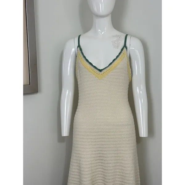 Universal Threads Women’s Crochet Knit Midi Dress Cream Summer Boho Beach Resortwear NWT Size M - Image 2