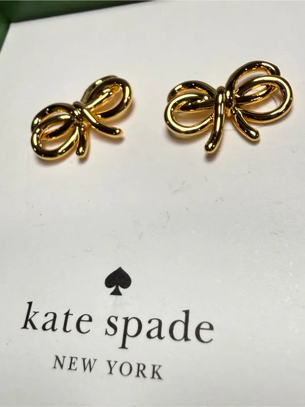 Kate Spade Bow Stud Earrings Gold Tone “Bow Meets Girl” NIB - Image 3