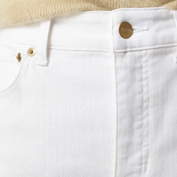 NWT!! J. CREW Curvy Slim Wide Denim Jeans Solid White Raw Hems Stretch‎ Size 27 - Image 5