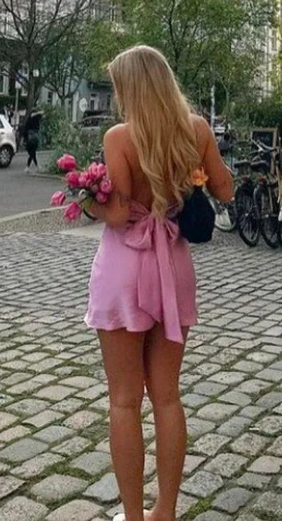 ZARA dress mini halter pink satin Bow 🍬 🎀 wedding party coctail bridal shower - Image 5