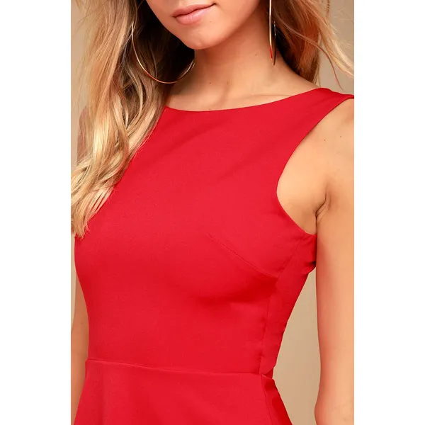 Lulus Just Us Red Skater Mini Dress Sleeveless A Line Backless Cutout XS NWT - Image 4