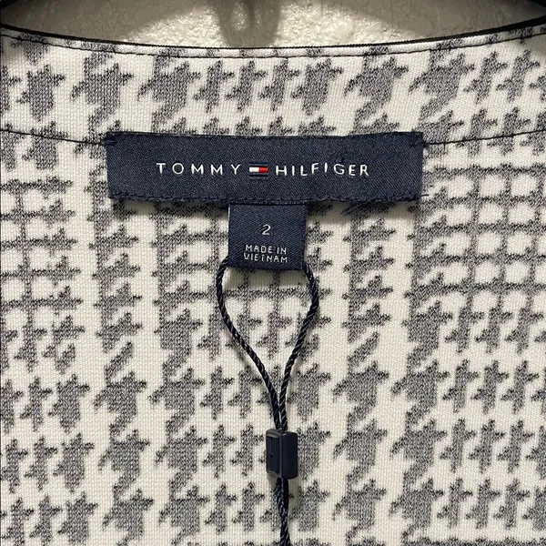 Tommy Hilfiger Black and White Plaid Long Sleeve Dress - Image 2
